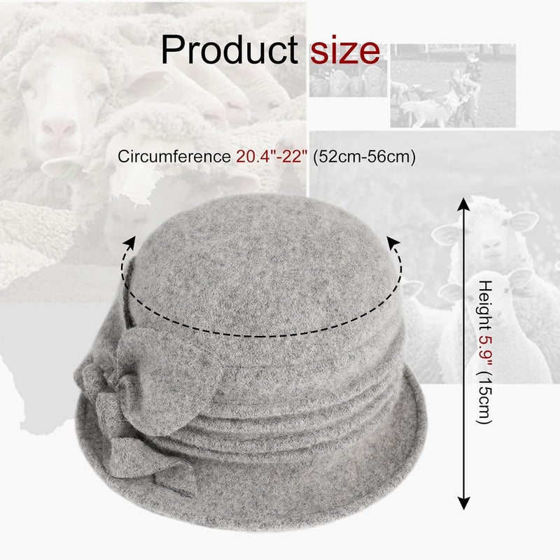 Sumolux Women Beret Hat French Vintage Floral Wool Dress Cloche Classic Winter Hat 1920s - Image 4